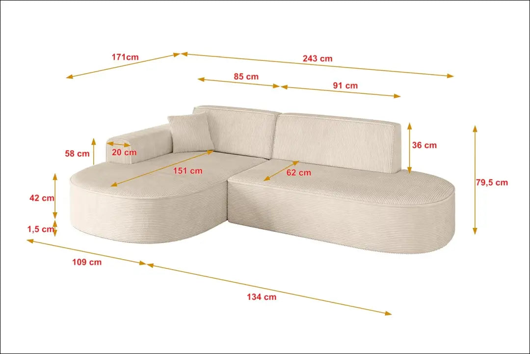Kampinė sofa MI967 - €528 Save 40% __label:Pristatymas 1-2 d.d., color-kremas, kampai, material-poliesteris, minksti