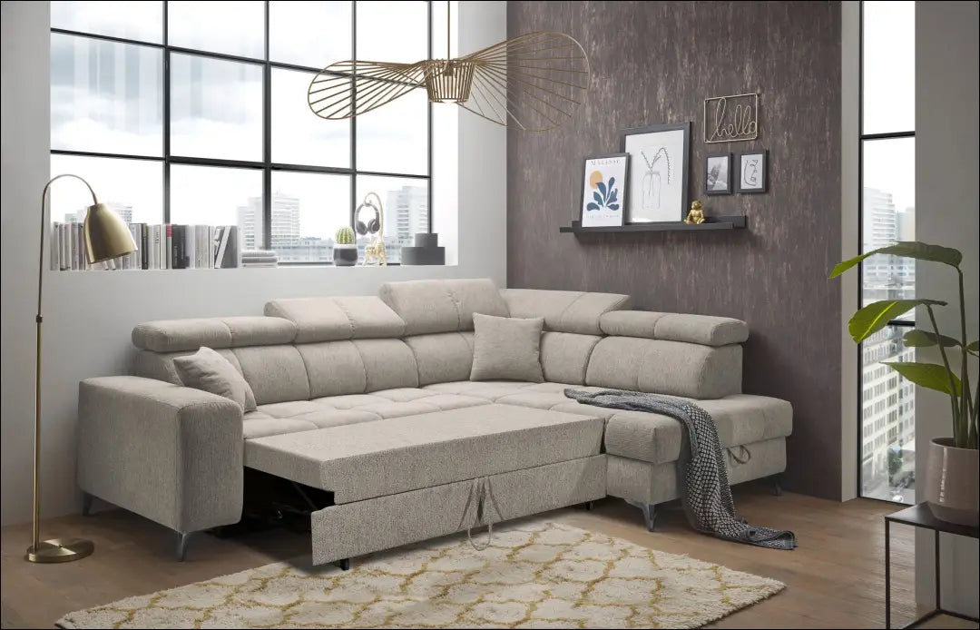 Kampinė sofa su miegama funkcija MI914 - €1,150 Save 50% __label:Pristatymas 1-2 d.d., color-smelio, kampai,