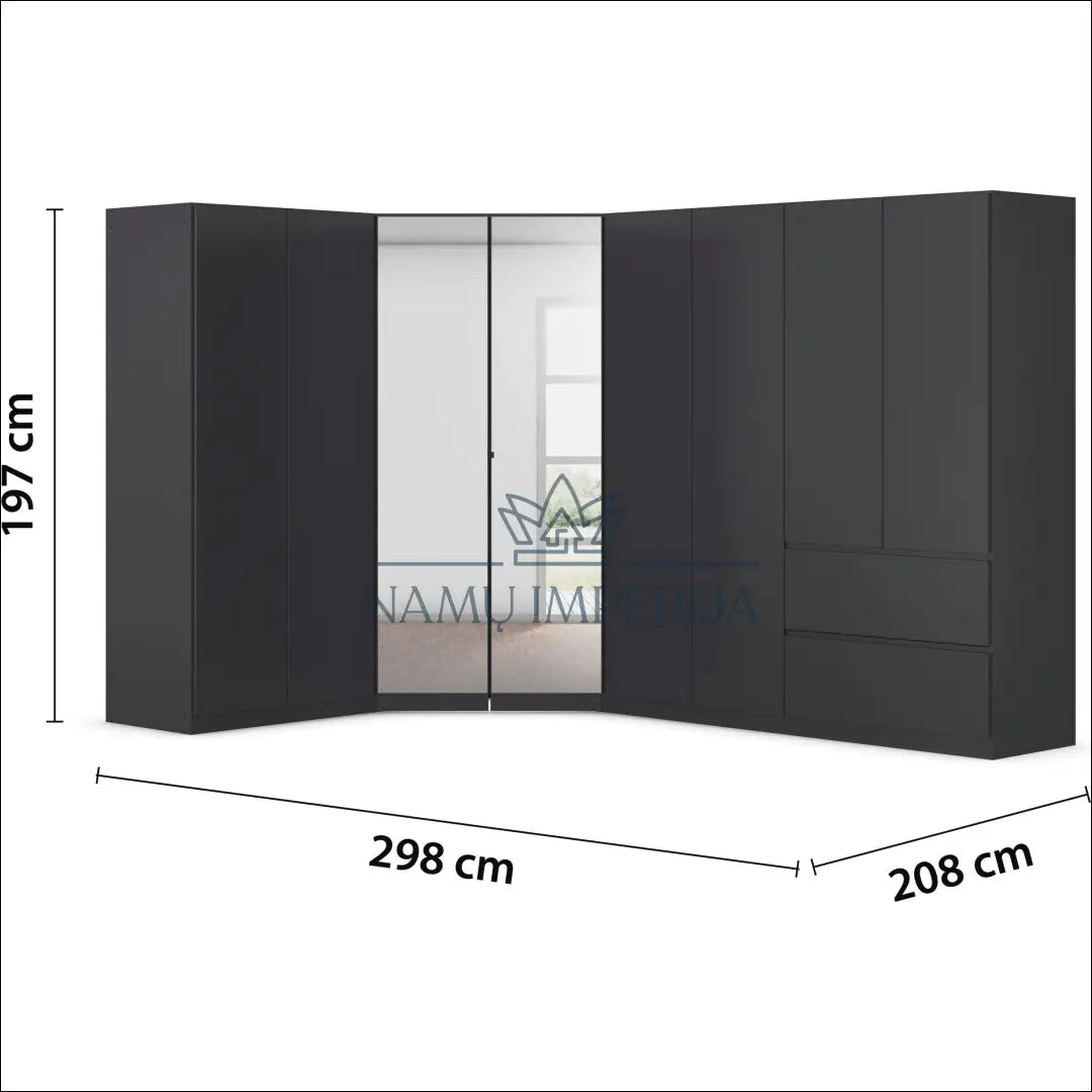 Kampinė spinta GI511 - €520 Save 50% __label:Pristatymas 1-2 d.d., color-pilka, material-mediena, miegamojo, over-200