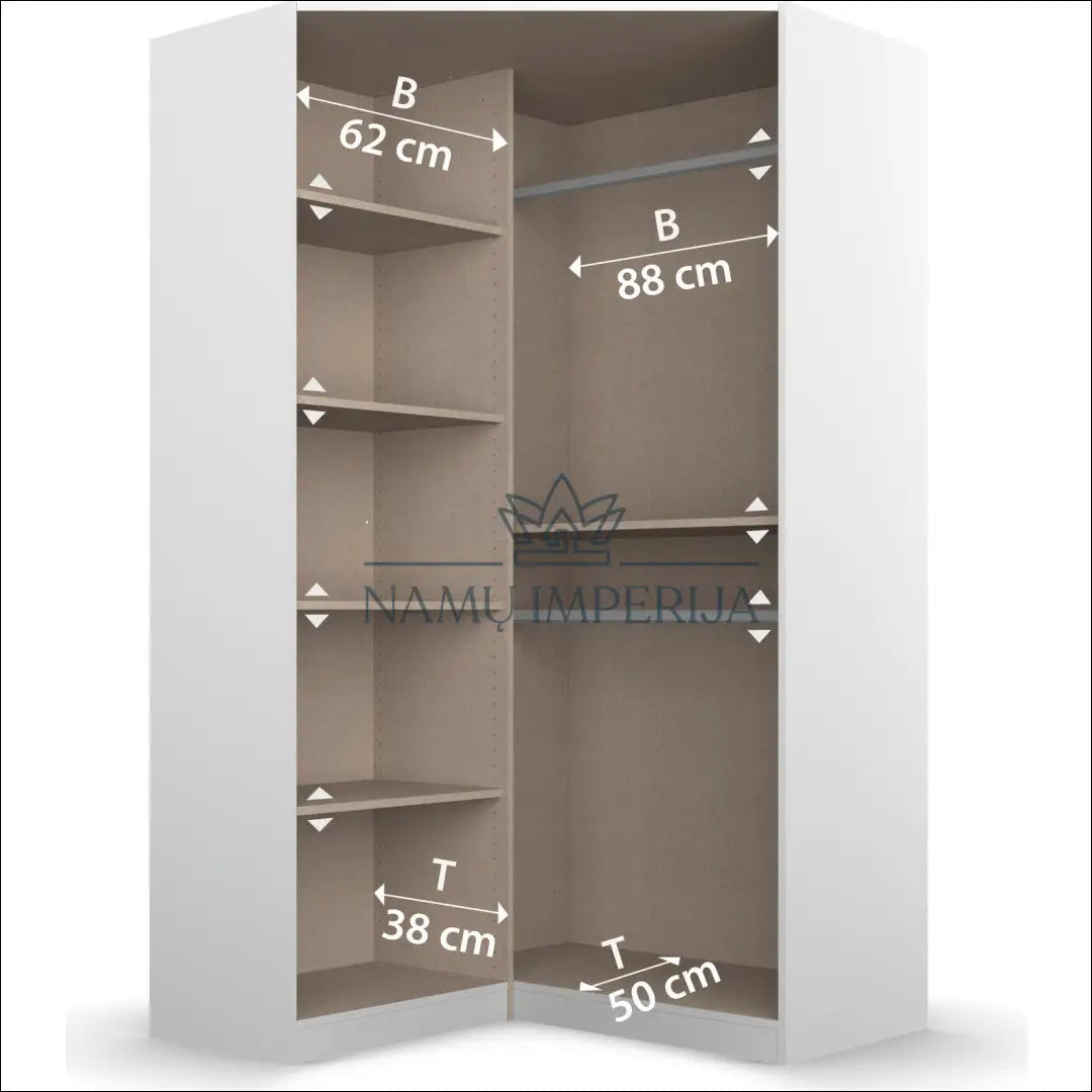 Kampinė spinta GI511 - €520 Save 50% __label:Pristatymas 1-2 d.d., color-pilka, material-mediena, miegamojo, over-200