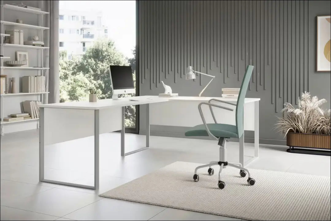 Kampinis darbo stalas BI288 - €100 Save 60% 100-200, __label:Pristatymas 1-2 d.d., color-balta, color-pilka,