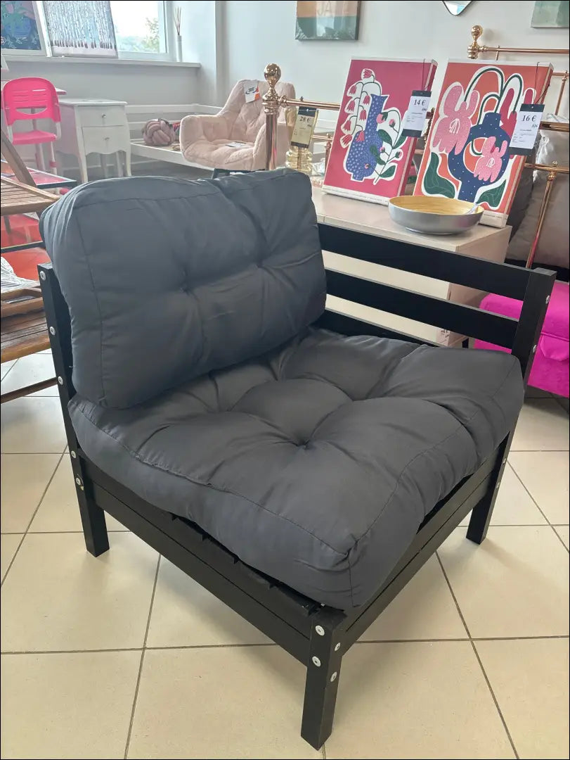 Kampinis lauko fotelis LI785 - €40 Save 50% 25-50, __label:Pristatymas 1-2 d.d., color-juoda, color-pilka, baldai €25