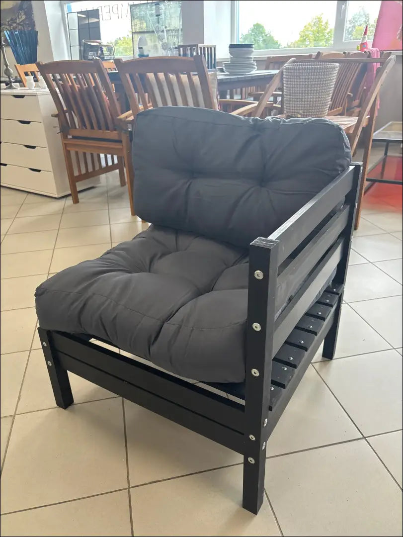 Kampinis lauko fotelis LI785 - €40 Save 50% 25-50, __label:Pristatymas 1-2 d.d., color-juoda, color-pilka, baldai €25