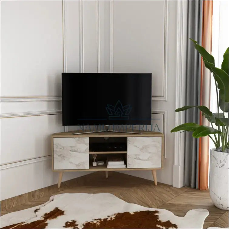 Kampinis TV staliukas SI1170 - €72 Save 50% 50-100, color-balta, color-ruda, material-mediena,