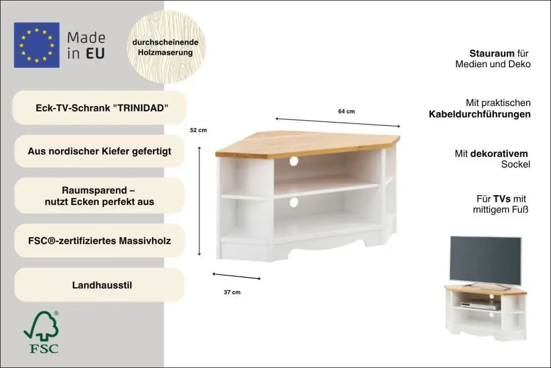 Kampinis TV staliukas SI2324 - €165 Save 50% 100-200, __label:Pristatymas 1-2 d.d., color-balta, color-ruda,