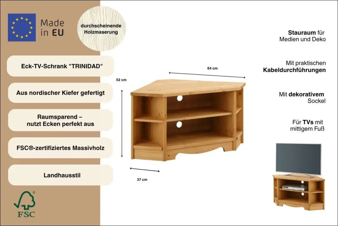 Kampinis TV staliukas SI2356 - €149 Save 50% 100-200, __label:Pristatymas 1-2 d.d., color-ruda,