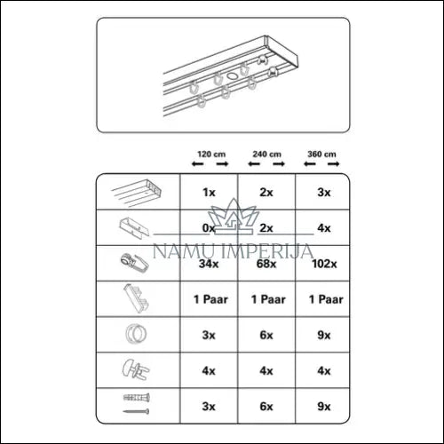 Karnizas KI485 - €15 Save 65% __label:Pristatymas 1-2 d.d., color-balta, material-plastikas, tekstile, under-25 Iki €25