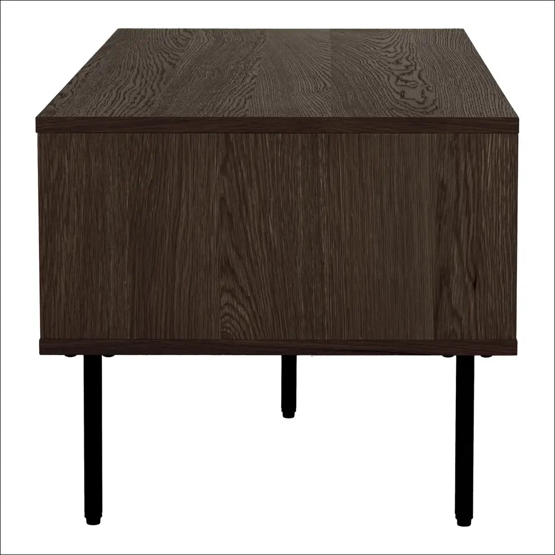 Kavos staliukas 2 stalčiai ąžuolo fanera dūminės spalvos juodo metalo kojelės 50x100x45 cm RD338 - €293 Save 15%