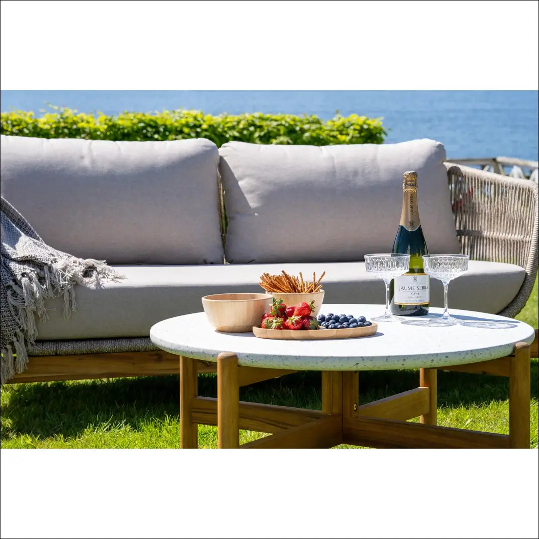 Kavos staliukas akacijos/teracso medienos baltas/natūralus ø84,5x38,5 cm RD1108 - €249 Save 15% Coffee tables, Natūrali