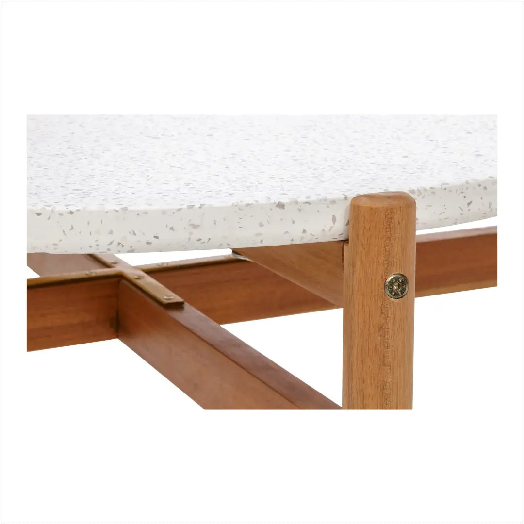 Kavos staliukas akacijos/teracso medienos baltas/natūralus ø84,5x38,5 cm RD1108 - €249 Save 15% Coffee tables, Natūrali