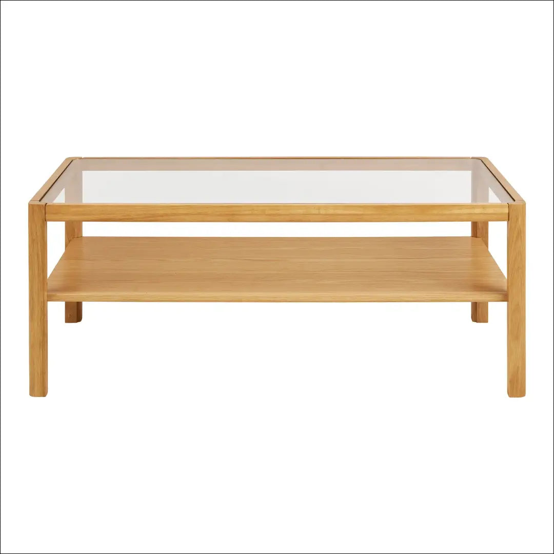 Kavos staliukas ąžuolo/ąžuolo fanera/grūdintas stiklas natūralus 110x60x45 cm RD375 - €356 Save 15% Coffee tables,