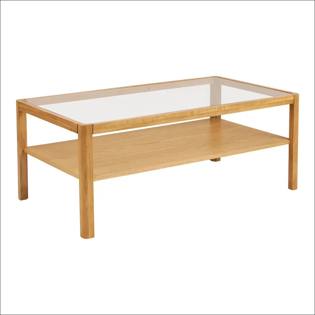 Kavos staliukas ąžuolo/ąžuolo fanera/grūdintas stiklas natūralus 110x60x45 cm RD375 - €356 Save 15% Coffee tables,