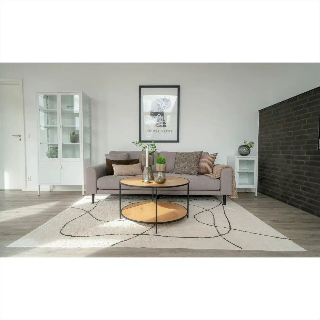 Kavos staliukas ąžuolo imitacijos juodas rėmas ø80x45 cm RD329 - €119 Save 15% 100-200, __label:Pristatymas 5-14 d.d.,