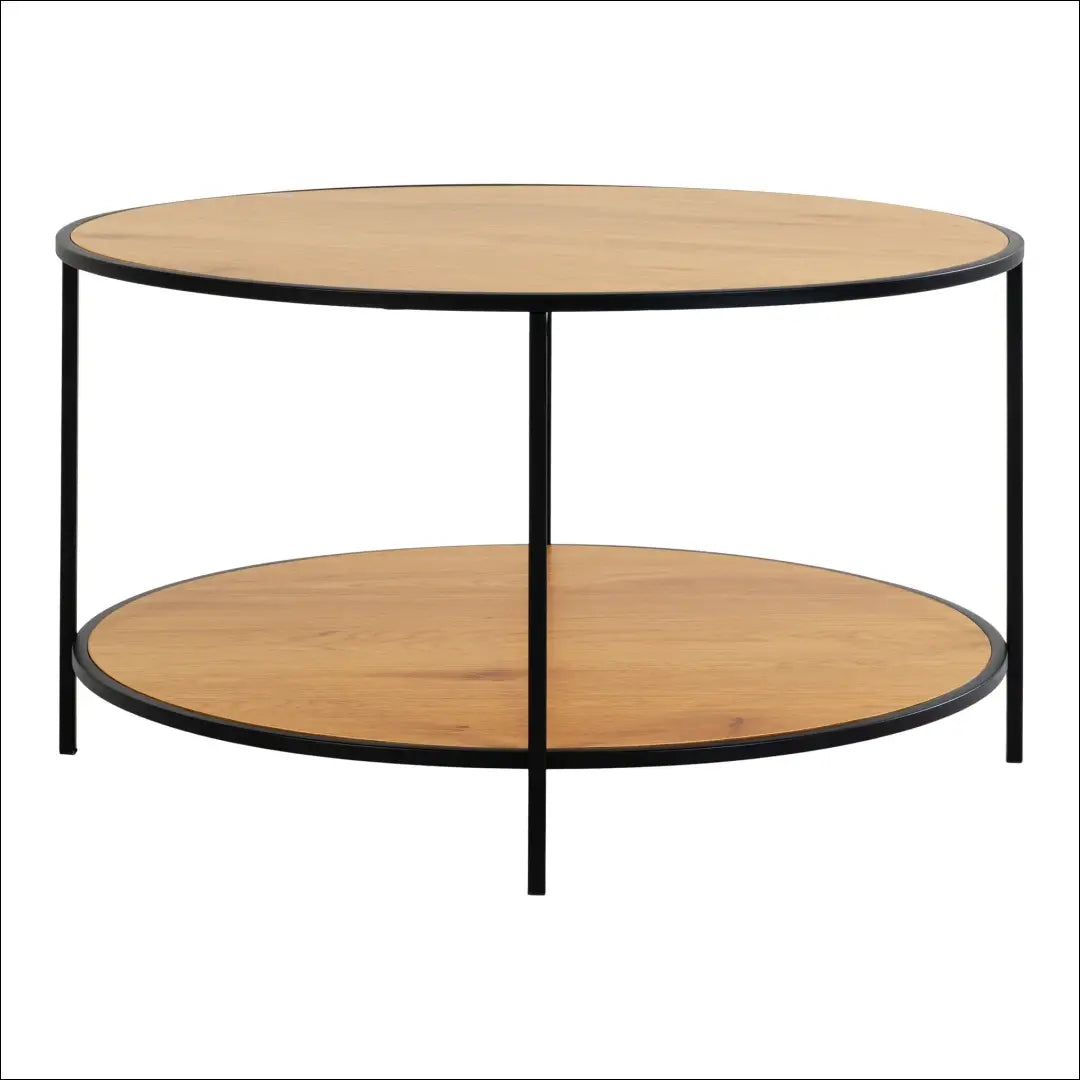 Kavos staliukas ąžuolo imitacijos juodas rėmas ø80x45 cm RD329 - €119 Save 15% 100-200, __label:Pristatymas 5-14 d.d.,