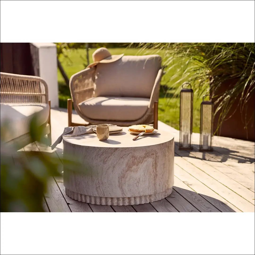 Kavos staliukas gofruotas pagrindas pluoštinis molis natūralus ø75x37 cm RD1110 - €242 Save 15% Coffee tables,