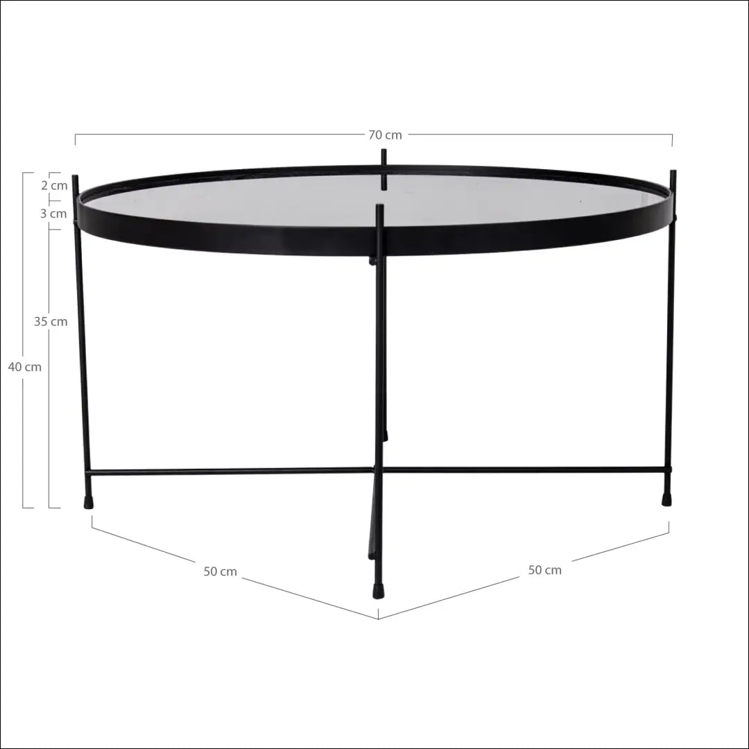 Kavos staliukas juodai milteliniu būdu dažytas plienas su stiklu ø70x40cm RD318 - €73 Save 15% 50-100, Coffee tables,