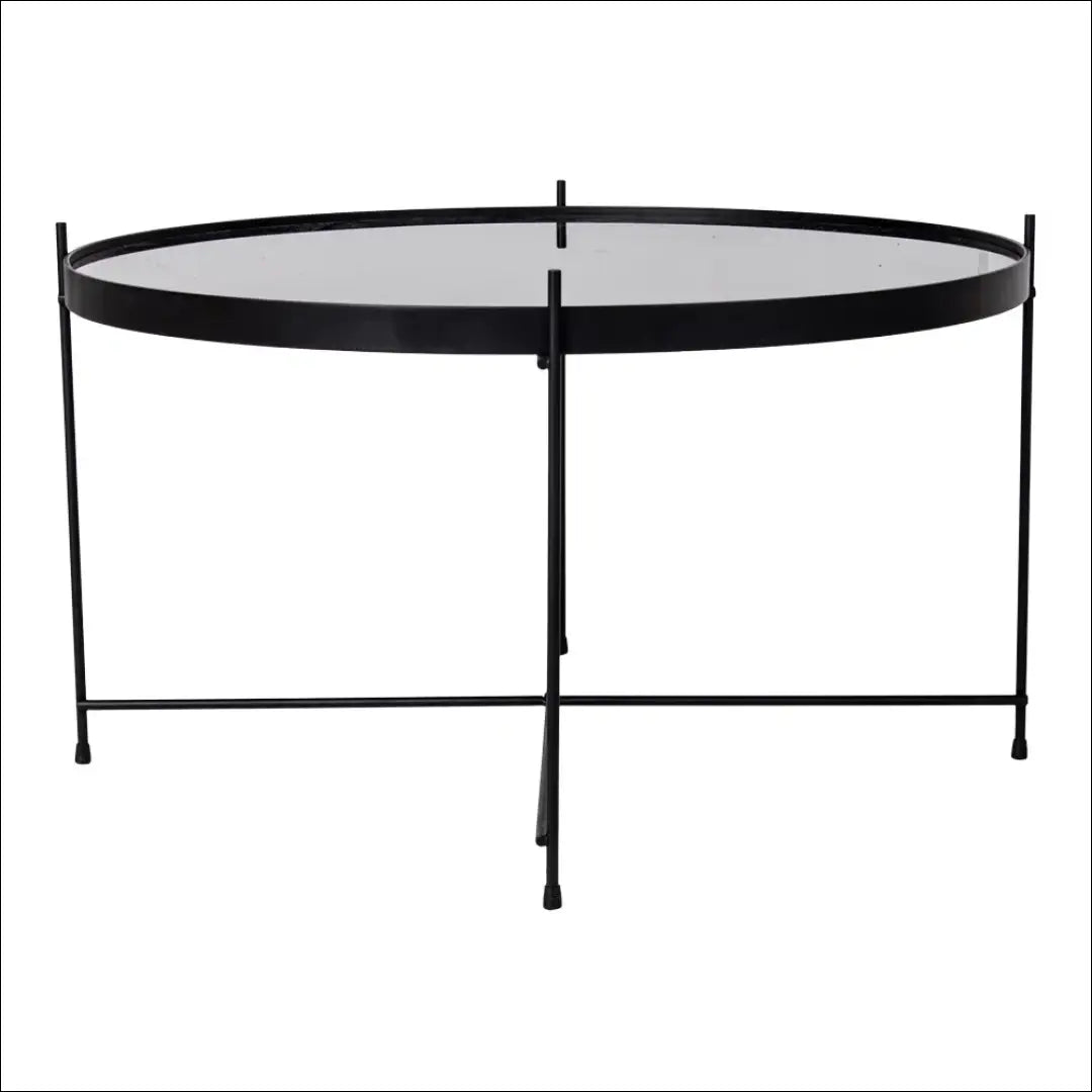 Kavos staliukas juodai milteliniu būdu dažytas plienas su stiklu ø70x40cm RD318 - €73 Save 15% 50-100, Coffee tables,