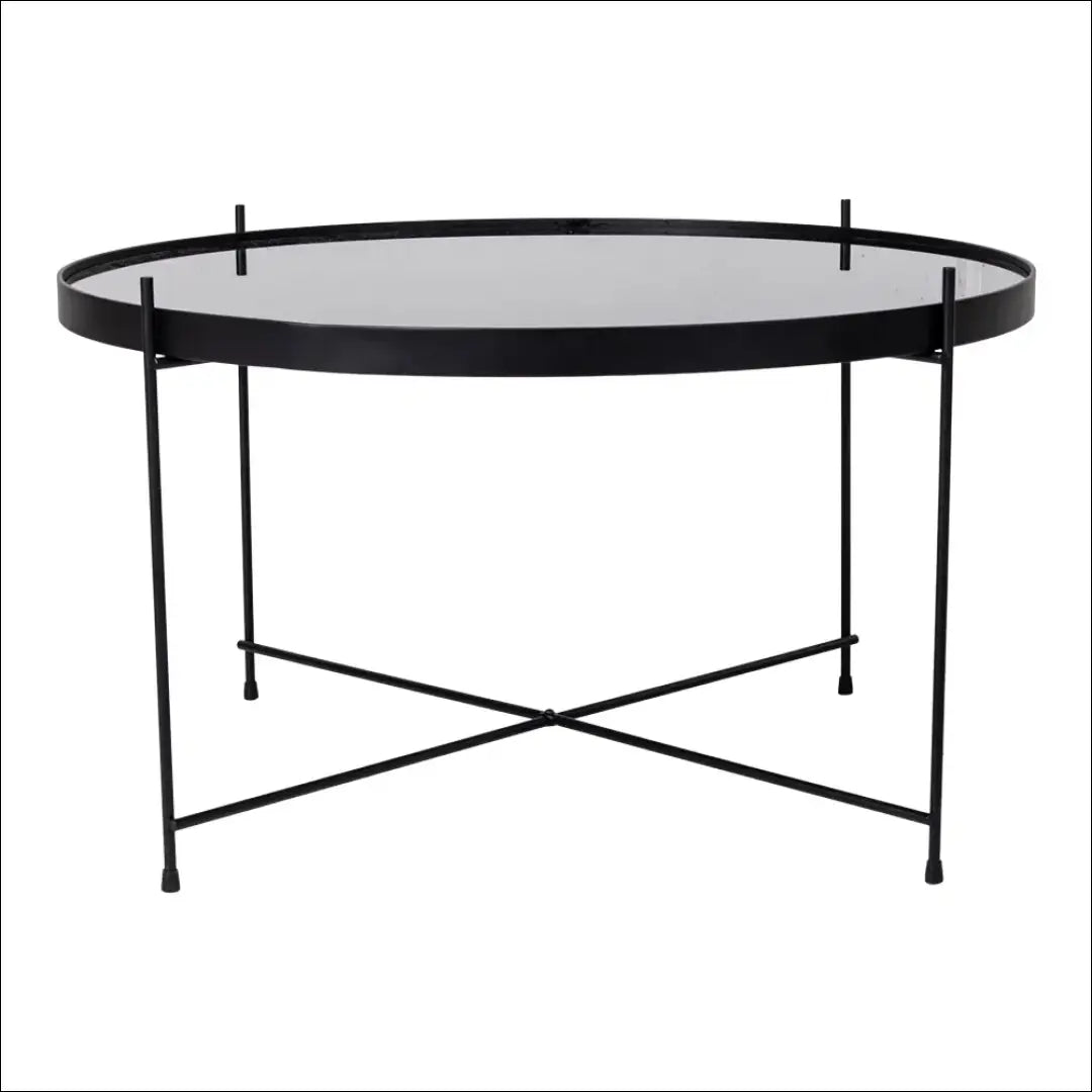 Kavos staliukas juodai milteliniu būdu dažytas plienas su stiklu ø70x40cm RD318 - €73 Save 15% 50-100, Coffee tables,