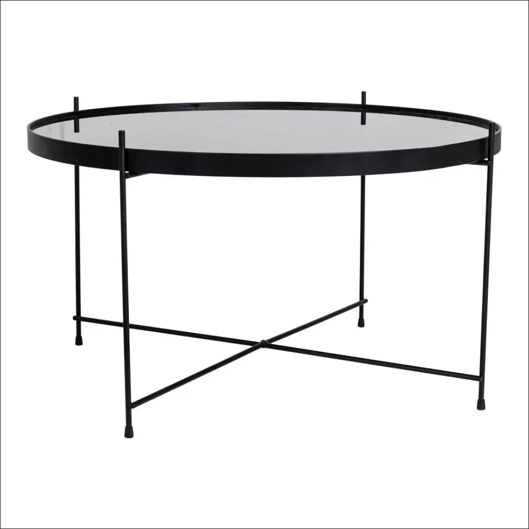 Kavos staliukas juodai milteliniu būdu dažytas plienas su stiklu ø70x40cm RD318 - €73 Save 15% 50-100, Coffee tables,