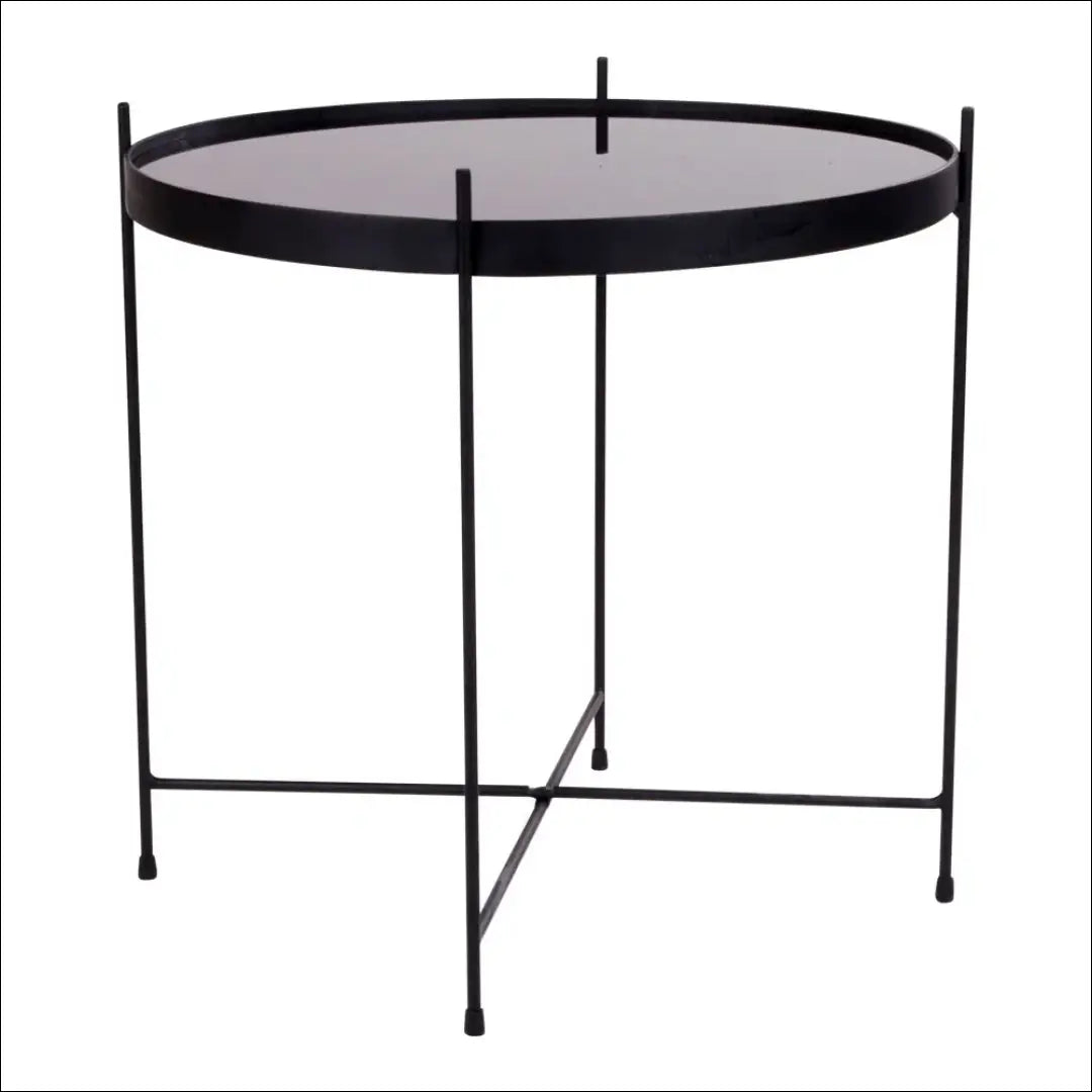 Kavos staliukas juodas milteliniu būdu dažytas plienas stiklas ø48x48 cm RD316 - €46 Save 15% 25-50, Coffee tables,