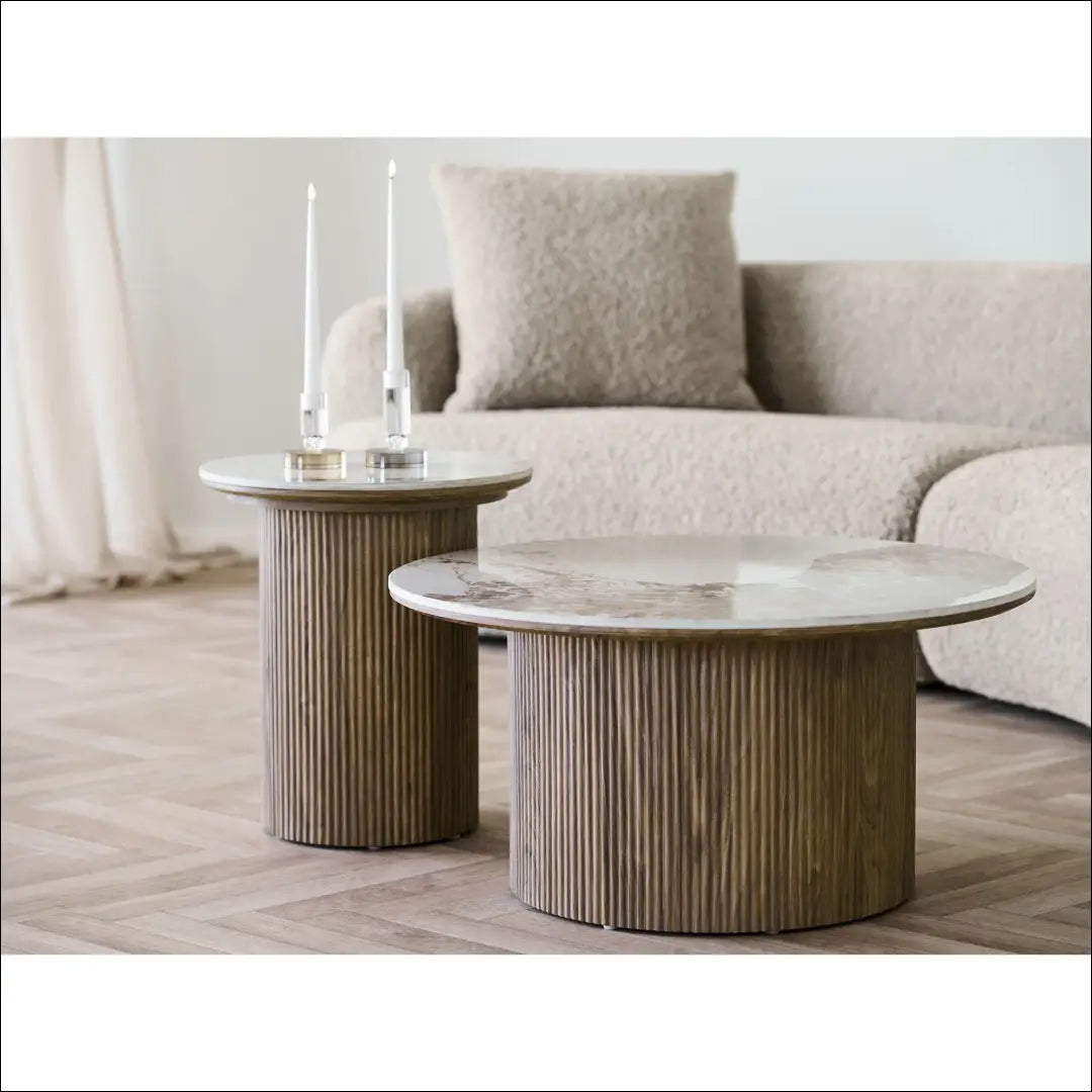 Kavos staliukas keraminis stalviršis balta/ruda ø80x40 cm RD370 - €269 Save 15% Balta / ruda, Coffee tables, nordic,