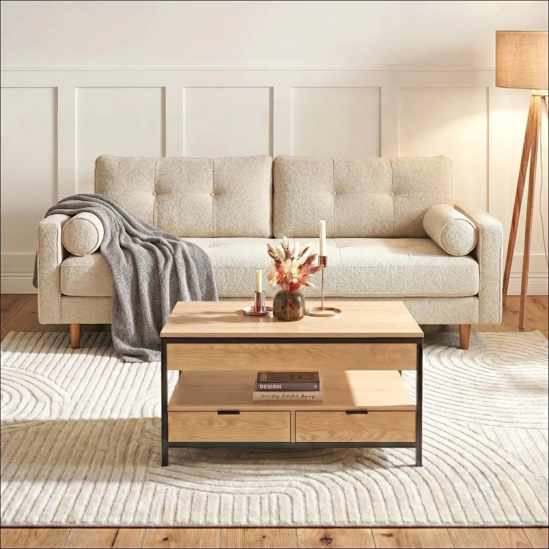 Kavos staliukas 100 cm ąžuolo spalvos/juodas TE2529 - €134 Save 15% __label:Pristatymas 5-14 d.d., Newelite Naujausi
