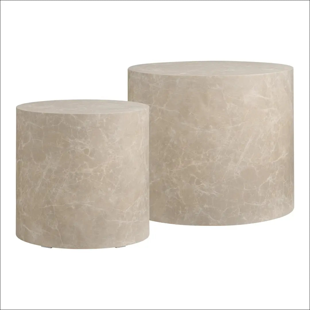 Kavos staliukas marmuro imitacijos apvalus smėlio spalvos 2 vnt. rinkinys RD343 - €203 Save 15% Coffee tables, Marble,