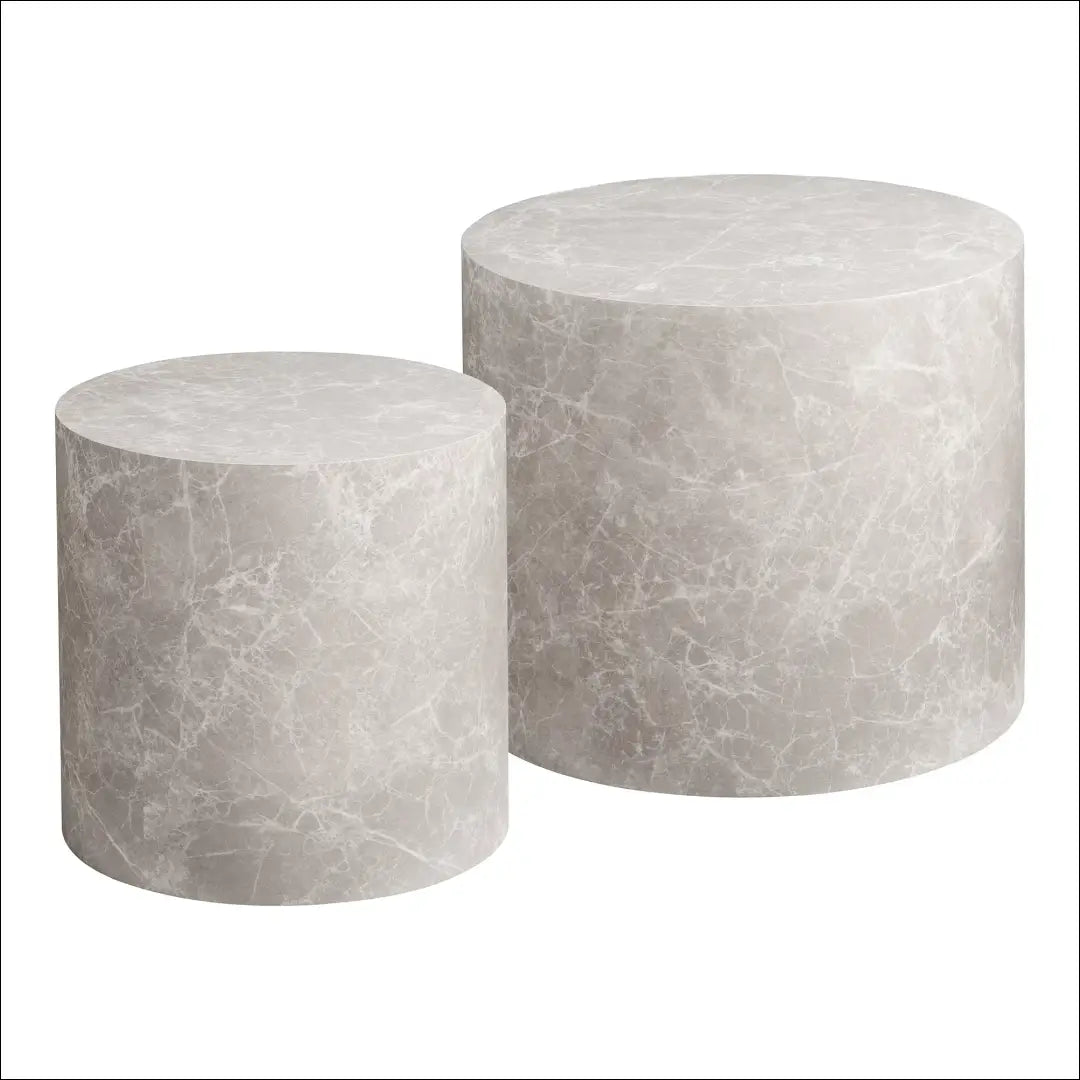 Kavos staliukas marmuro imitacijos apvalus smėlio spalvos 2 vnt. rinkinys RD343 - €203 Save 15% Coffee tables, Marble,