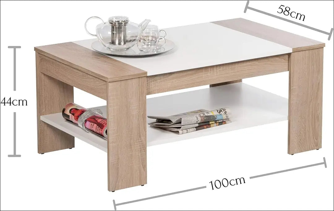 Kavos staliukas SI2272 - €45 Save 75% 25-50, __label:Pristatymas 1-2 d.d., color-balta, color-ruda, material-mediena