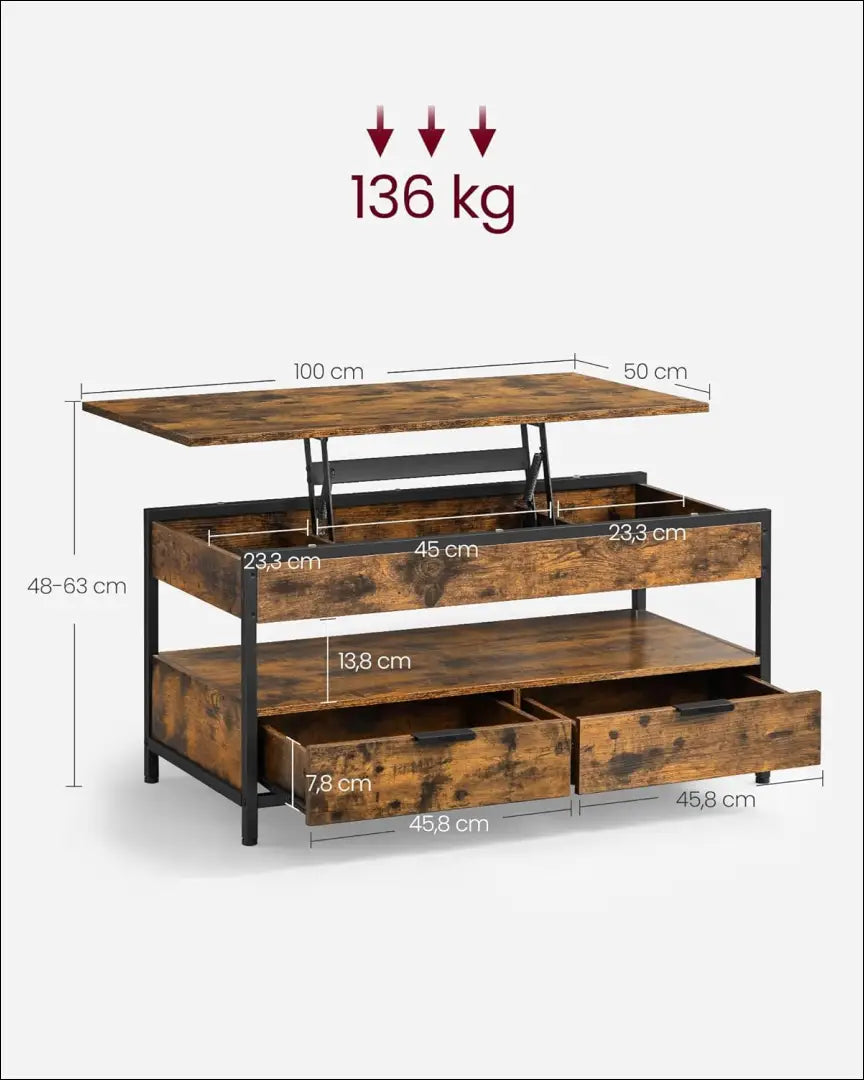 Kavos staliukas su padidinimo funkcijaSM329 - €157 Save 40% 100-200, __label:Pristatymas 5-14 d.d., kavos-staliukai,