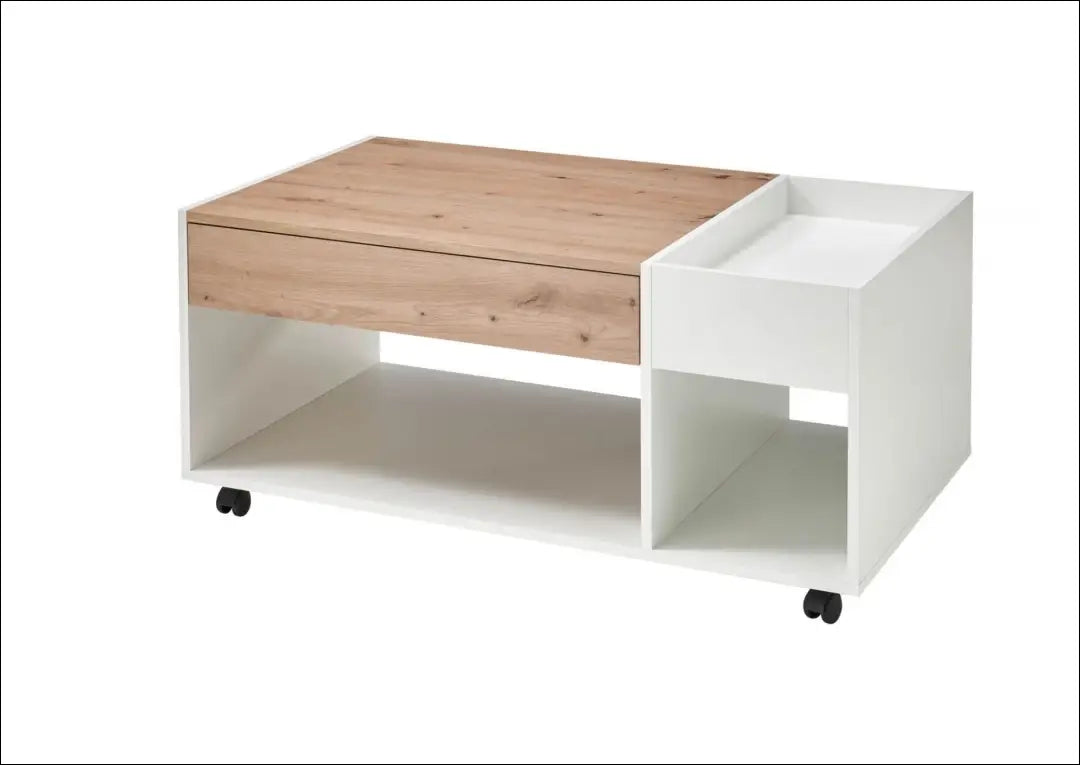 Kavos staliukas su ratukais SI2408 - €35 Save 75% 25-50, __label:Pristatymas 1-2 d.d., color-balta, color-ruda,