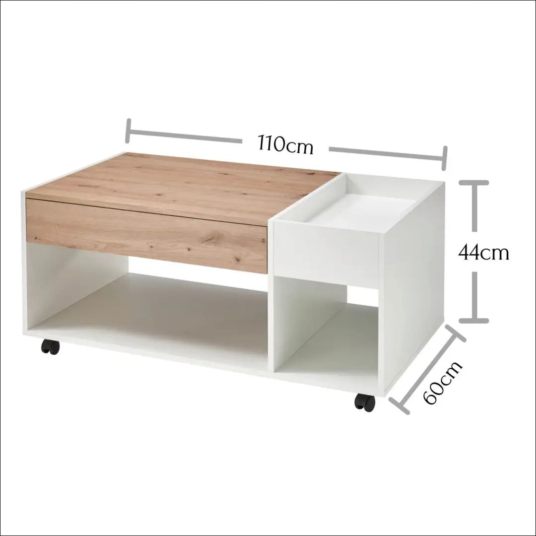 Kavos staliukas su ratukais SI2408 - €35 Save 75% 25-50, __label:Pristatymas 1-2 d.d., color-balta, color-ruda,