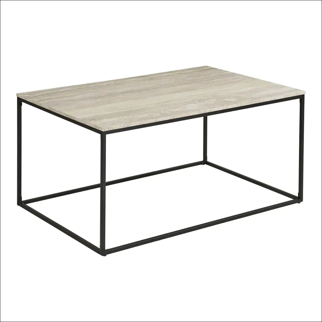 Kavos staliukas travertino imitacijos juodas rėmas 90x60x45 cm RD327 - €73 Save 15% 50-100, Coffee tables, Juoda