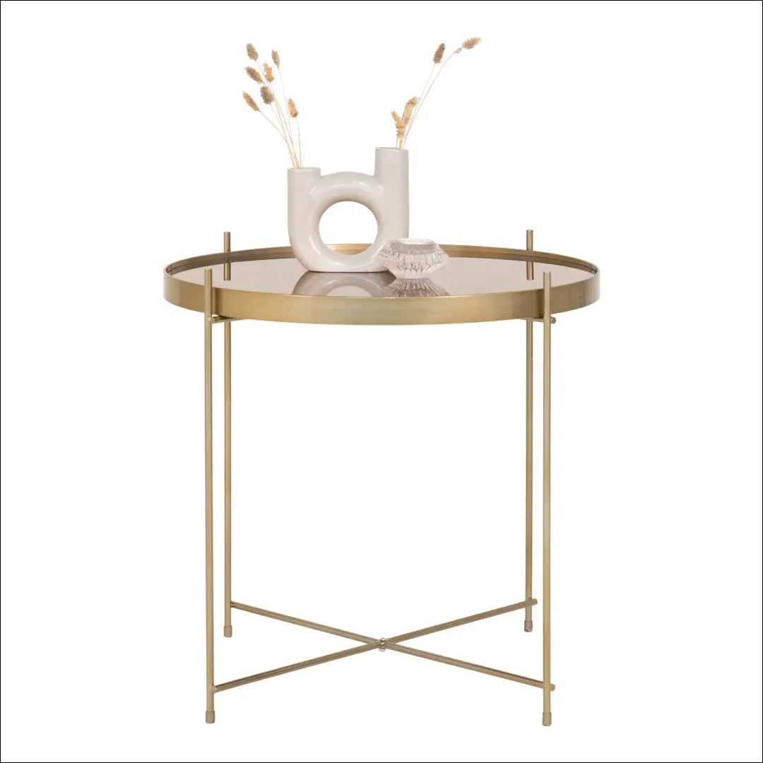 Kavos staliukas žalvario spalvos plienas stiklas ø48xh48cm RD317 - €73 Save 15% 50-100, Brass, Coffee tables, nordic,