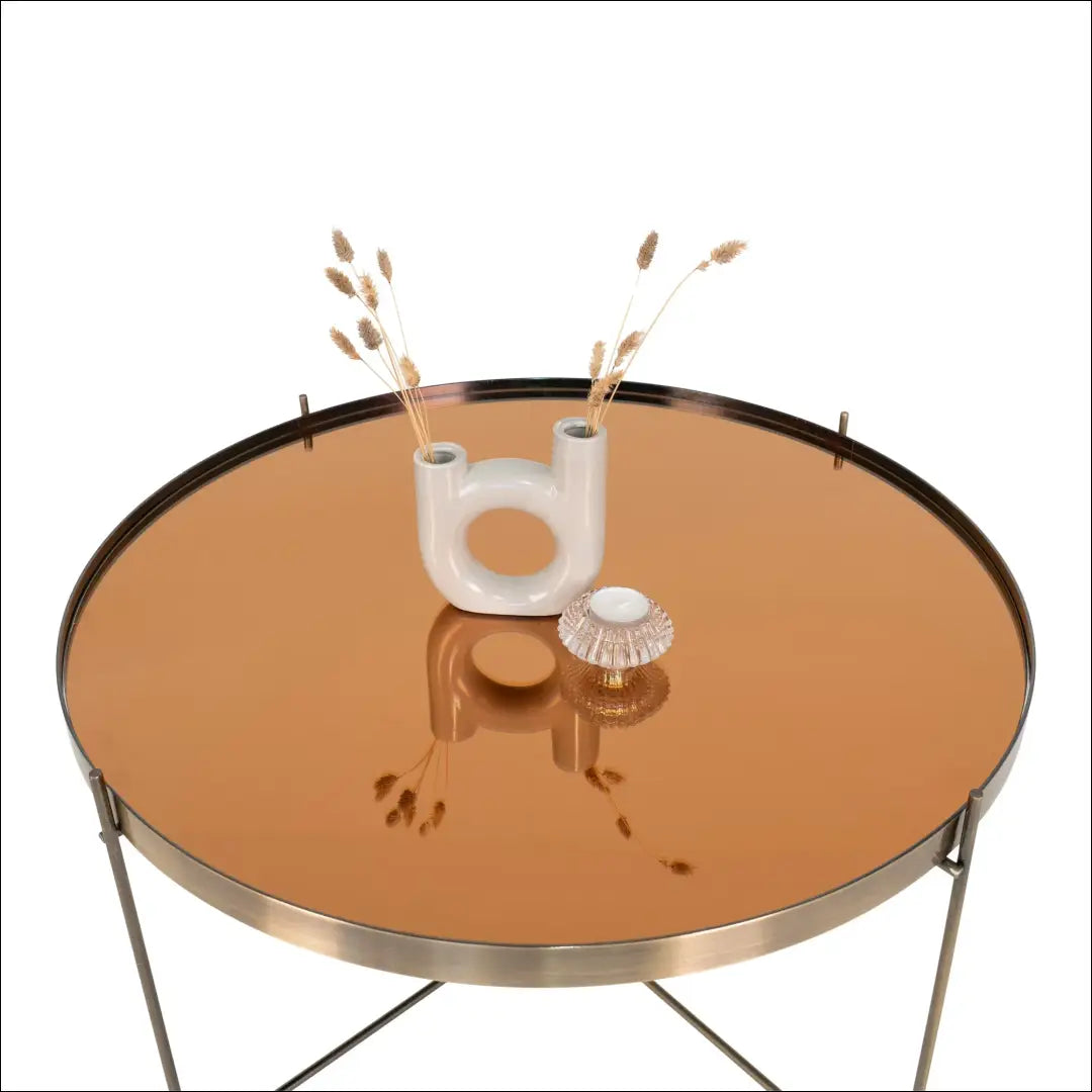 Kavos staliukas žalvario spalvos plienas su stiklu ø70x40cm RD319 - €114 Save 15% 100-200, Brass Look, Coffee tables,