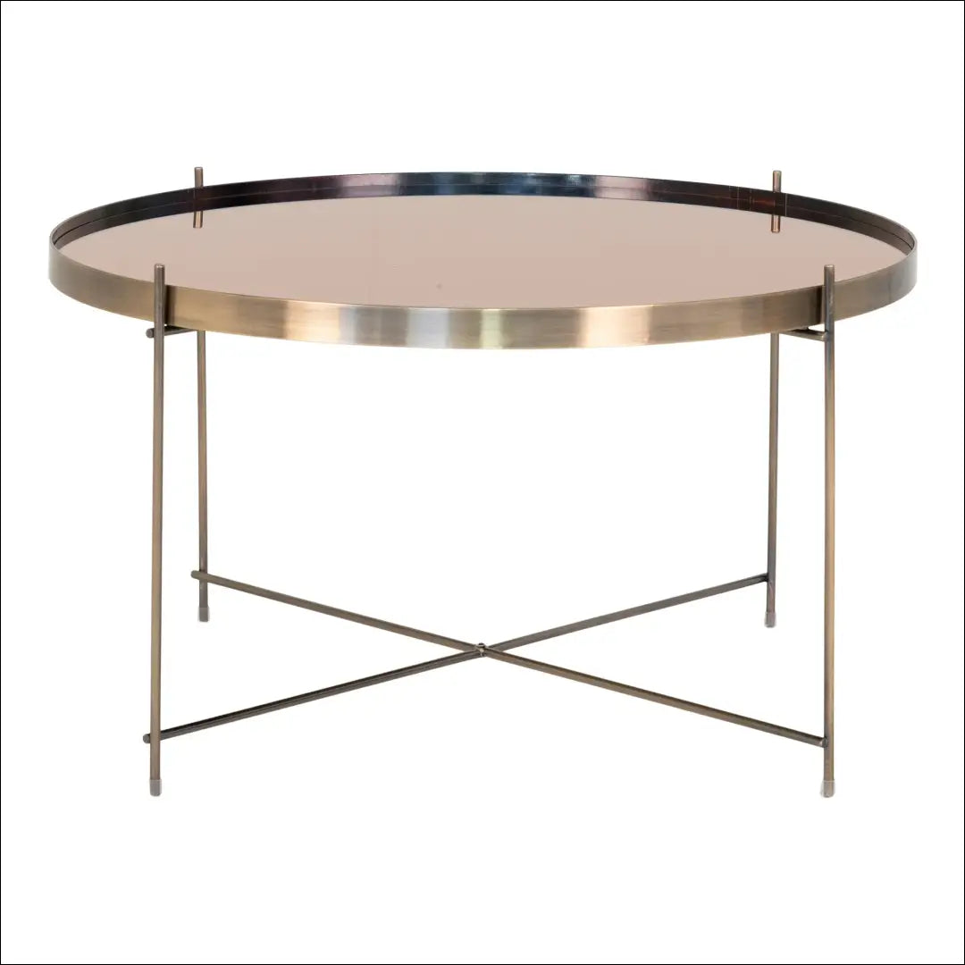 Kavos staliukas žalvario spalvos plienas su stiklu ø70x40cm RD319 - €114 Save 15% 100-200, Brass Look, Coffee tables,