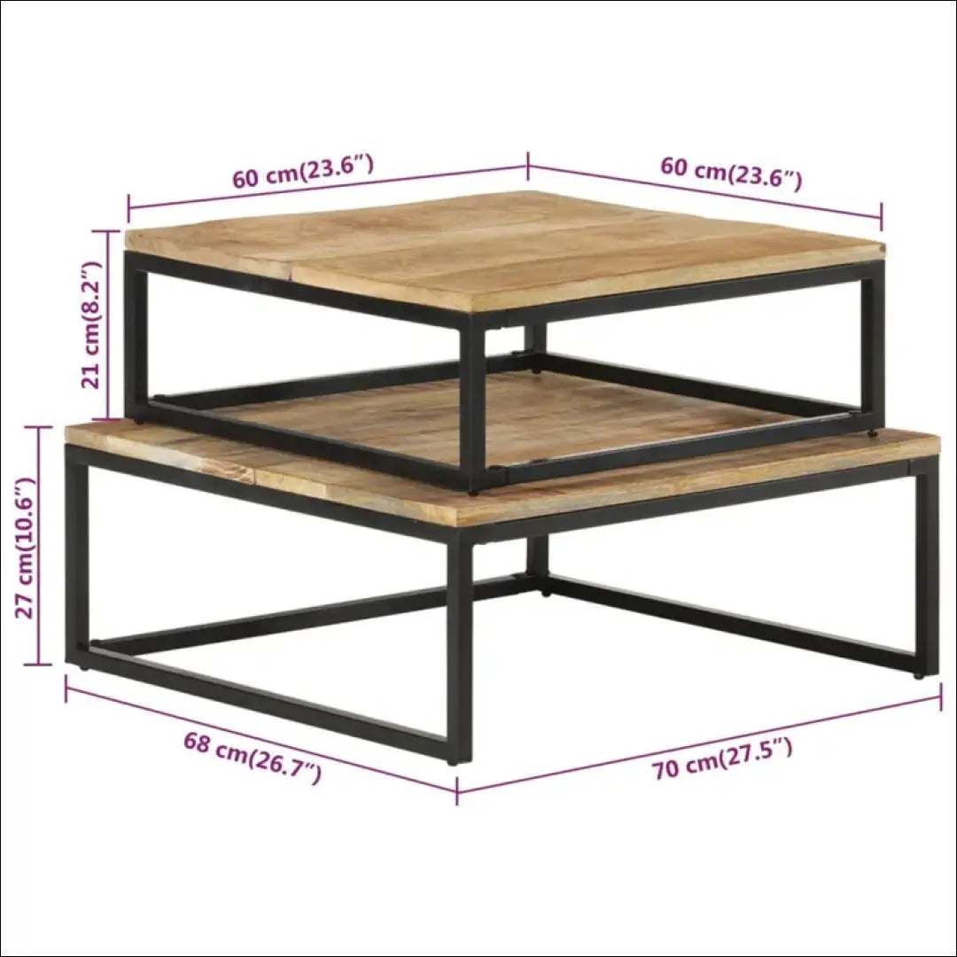 Kavos staliukų komplektas (2vnt) SI1325 - €65 Save 60% 50-100, __label:Pristatymas 1-2 d.d., color-juoda, color-ruda,