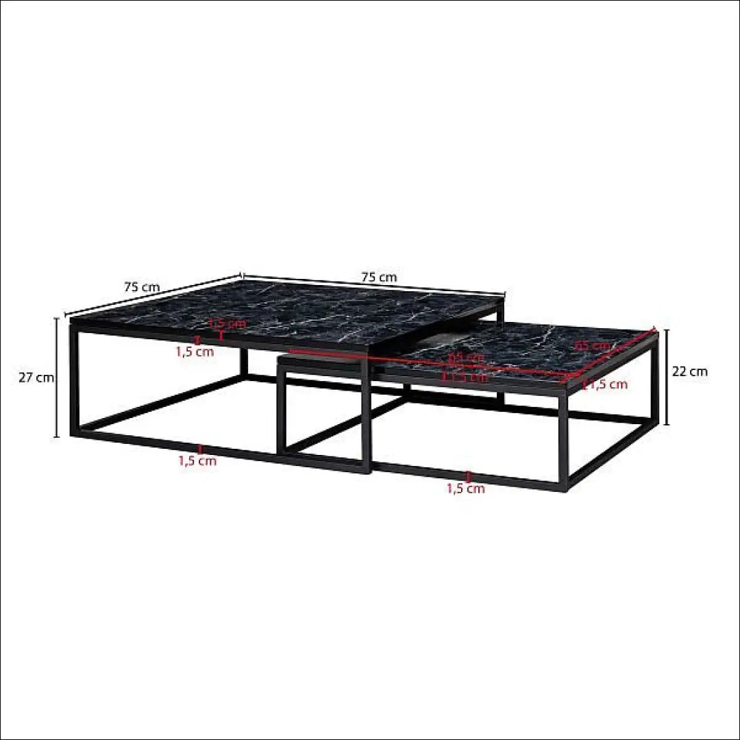 Kavos staliukų komplektas (2vnt) SI1915 - €144 Save 50% 100-200, __label:Pristatymas 1-2 d.d., color-juoda,