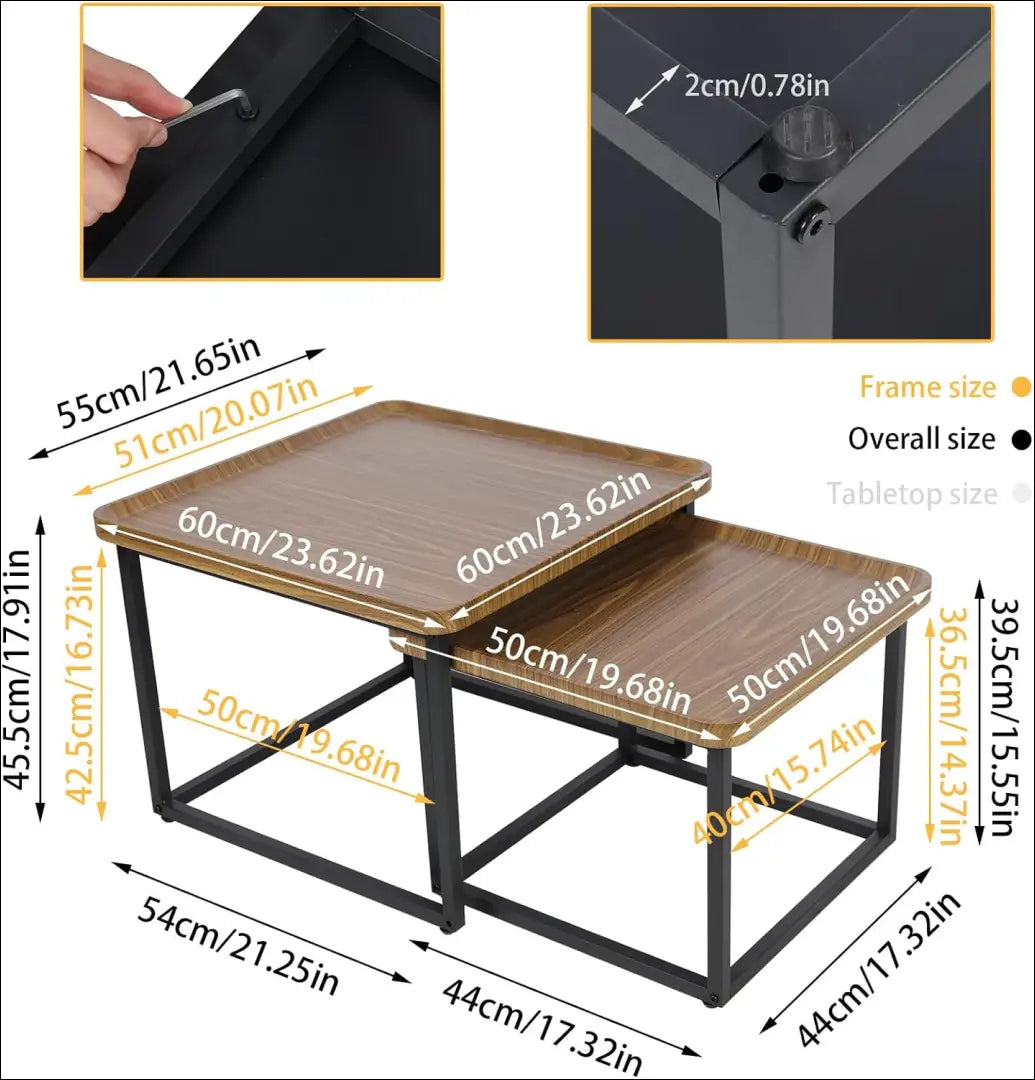 Kavos staliukų komplektas (2vnt) SI1935 - €124 Save 50% 100-200, __label:Pristatymas 1-2 d.d., color-juoda, color-ruda,