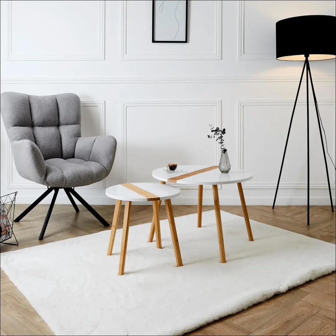 Kavos staliukų komplektas (2vnt) SI1985 - €68 Save 50% 50-100, __label:Pristatymas 1-2 d.d., color-balta, color-ruda,