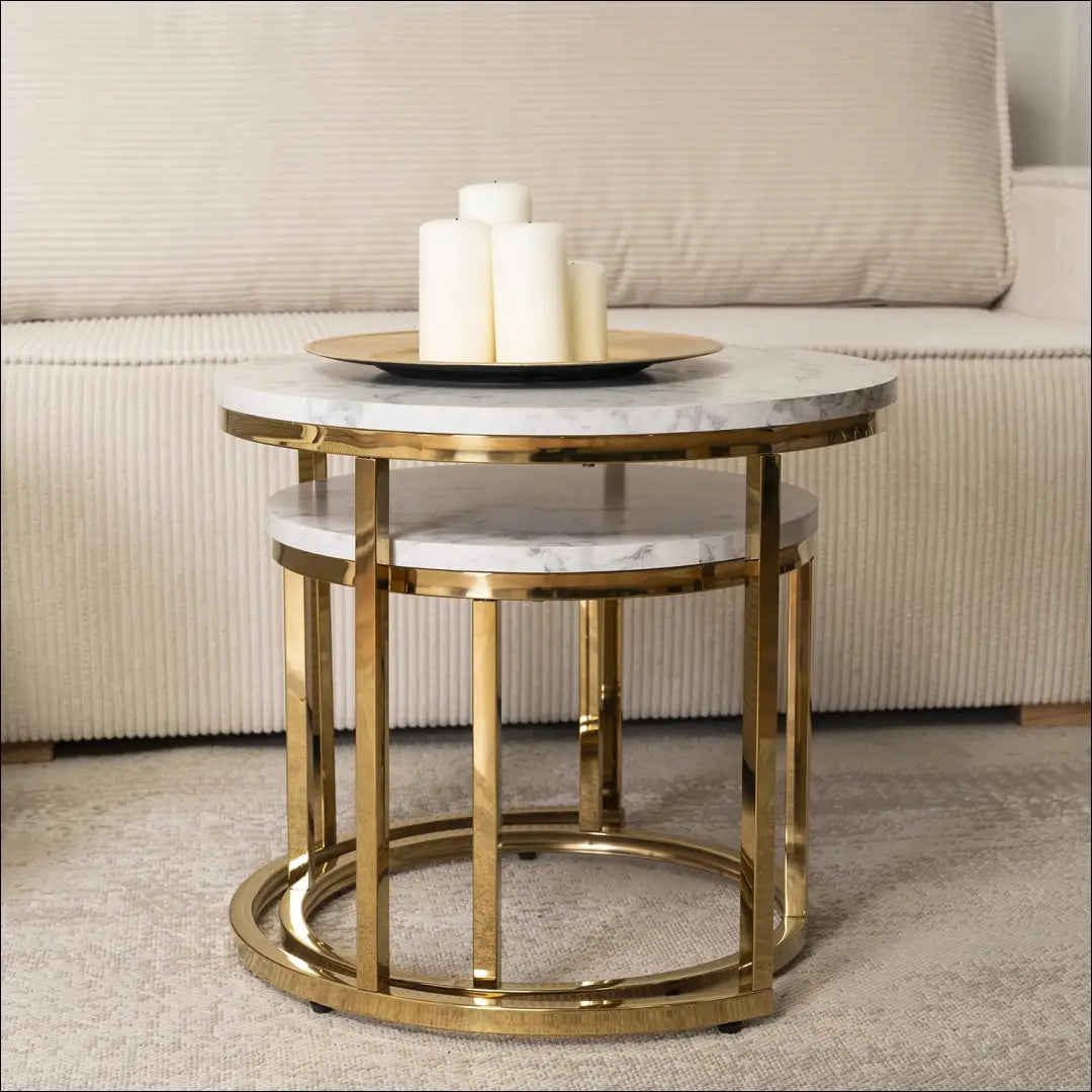 Kavos staliukų rinkinys iš MDF auksinės spalvos / marmuro TE080 - €130 Save 15% 100-200, __label:Pristatymas 5-14 d.d.,