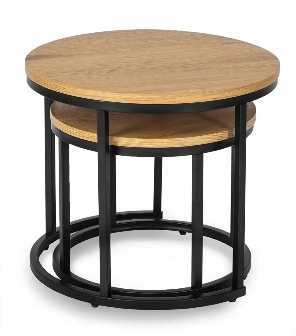 Kavos staliukų rinkinys iš MDF ąžuolo spalvos / auksinės TE083 - €67 Save 15% 50-100, __label:Pristatymas 5-14 d.d.,
