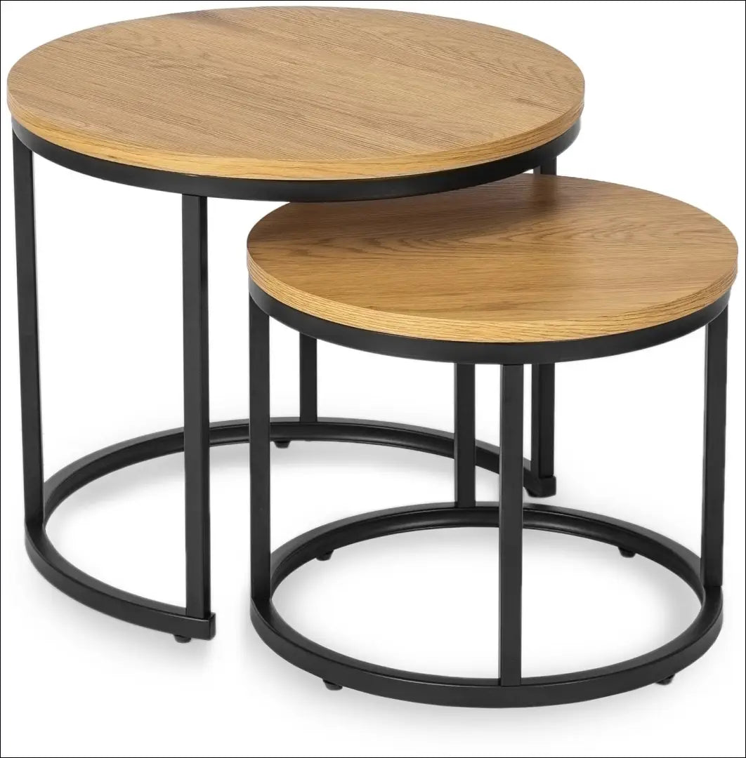 Kavos staliukų rinkinys iš MDF ąžuolo spalvos / auksinės TE083 - €67 Save 15% 50-100, __label:Pristatymas 5-14 d.d.,