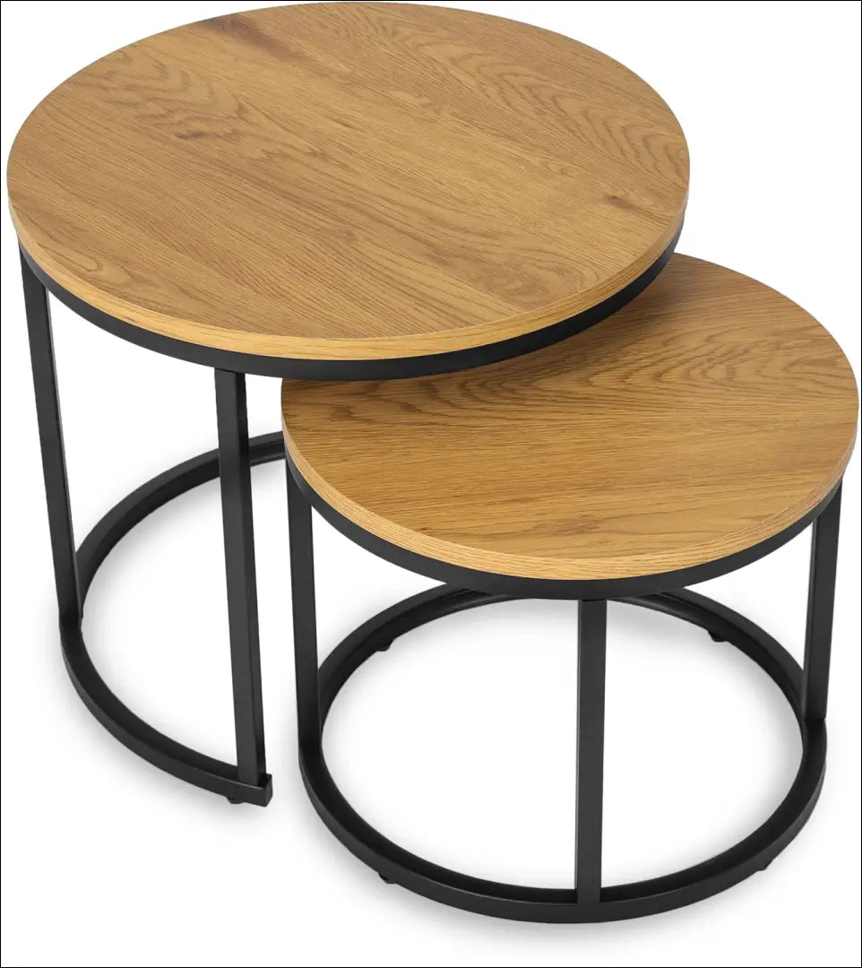 Kavos staliukų rinkinys iš MDF ąžuolo spalvos / auksinės TE083 - €67 Save 15% 50-100, __label:Pristatymas 5-14 d.d.,
