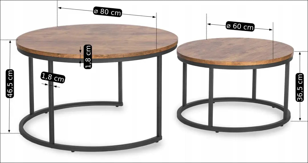 Kavos staliukų rinkinys iš MDF ąžuolo spalvos TE128 - €114 Save 15% 100-200, __label:Pristatymas 5-14 d.d., elite,