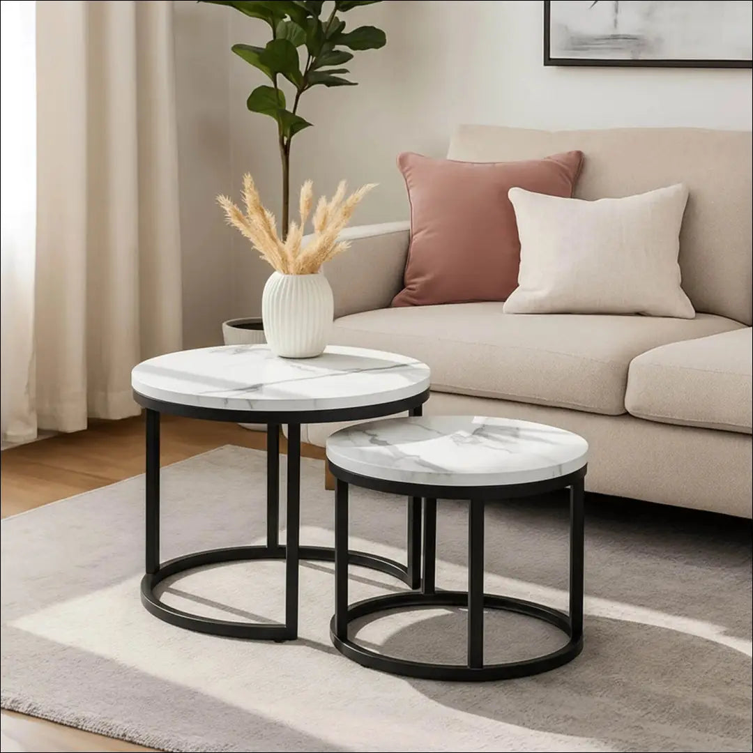 Kavos staliukų rinkinys iš MDF baltos spalvos / marmuro TE084 - €83 Save 15% 50-100, __label:Pristatymas 5-14 d.d.,