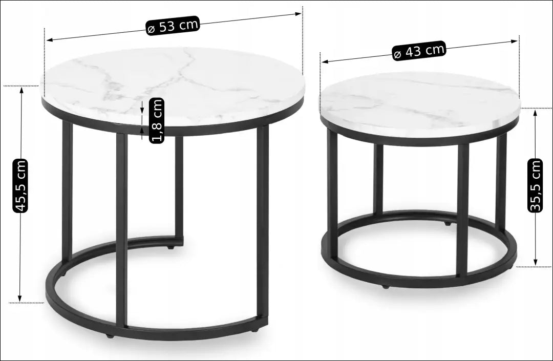 Kavos staliukų rinkinys iš MDF baltos spalvos / marmuro TE084 - €83 Save 15% 50-100, __label:Pristatymas 5-14 d.d.,