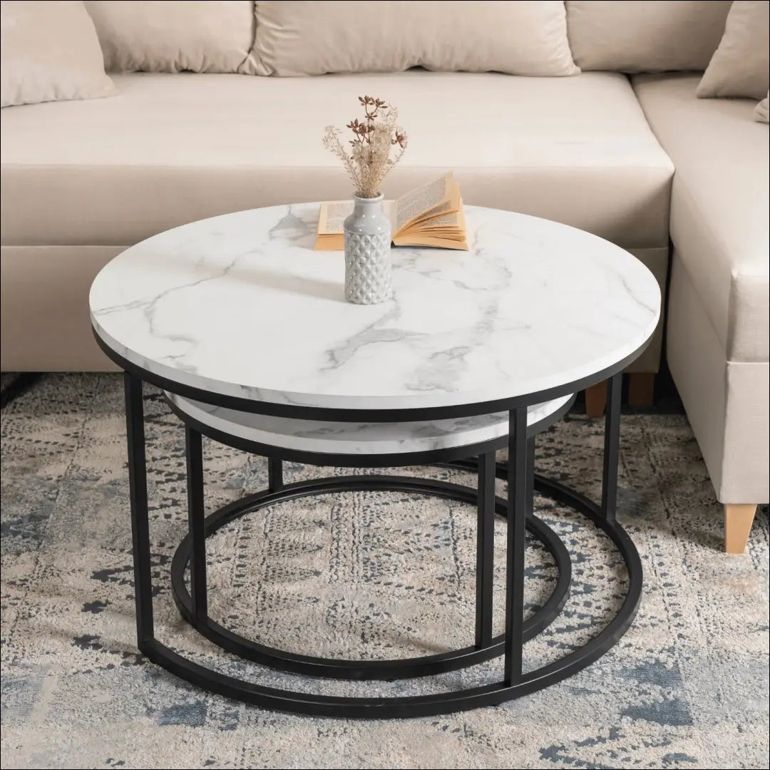 Kavos staliukų rinkinys iš MDF baltos spalvos / marmuro TE126 - €111 Save 15% 100-200, __label:Pristatymas 5-14 d.d.,