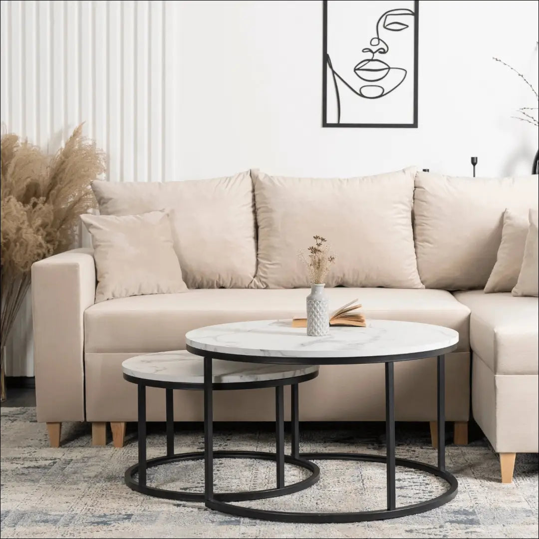 Kavos staliukų rinkinys iš MDF baltos spalvos / marmuro TE126 - €111 Save 15% 100-200, __label:Pristatymas 5-14 d.d.,