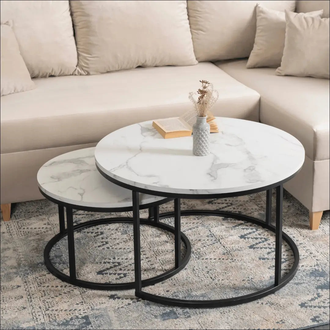 Kavos staliukų rinkinys iš MDF baltos spalvos / marmuro TE126 - €111 Save 15% 100-200, __label:Pristatymas 5-14 d.d.,